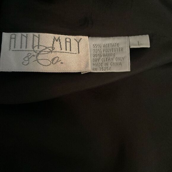 Ann May Blouse Tank Top Scoop Neck Bra Strap Holders Black Side Slits Large - Picture 3 of 9